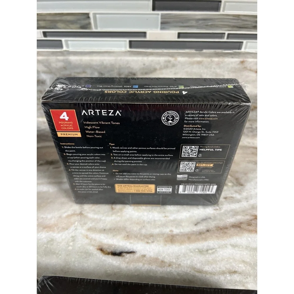 ARTEZA Iridescent Acrylic‎ Paint, Lot of 4 Boxes 4 fl oz Bottles Per Package